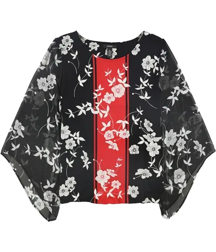 Alfani Womens Floral Bell Sleeve Pullover Blouse