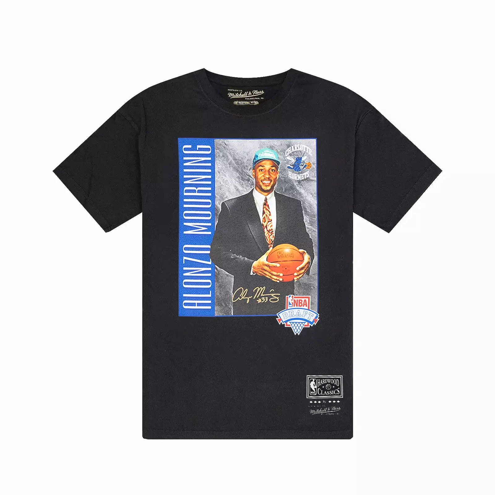 Alonzo Mourning Charlotte Hornets Draft Day Tee - Faded Black