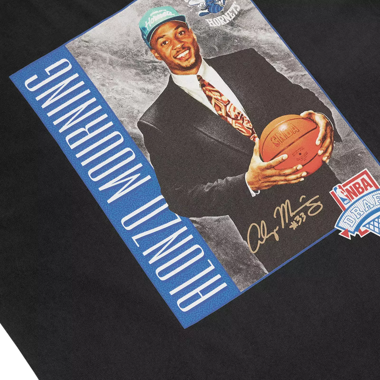 Alonzo Mourning Charlotte Hornets Draft Day Tee - Faded Black