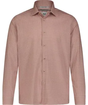 American Heritage Beige Khaki Check Hidden Button Down Long Sleeve Shirt