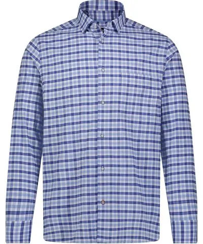 American Heritage Blue Navy Plaid Check Woven Long Sleeve Shirt