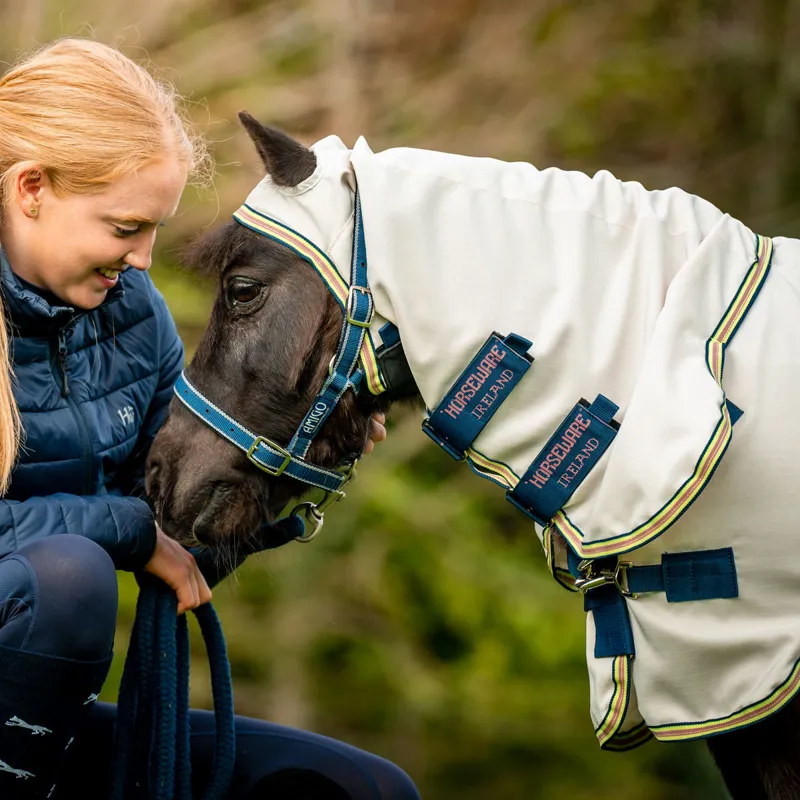 Amigo Petite Ripstop Hoody Combo Neck Fly Rug - Chalk/Navy/Rose