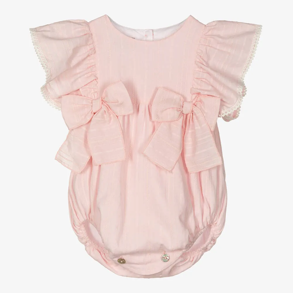 Baby Girls Pink Cotton Bow Shortie