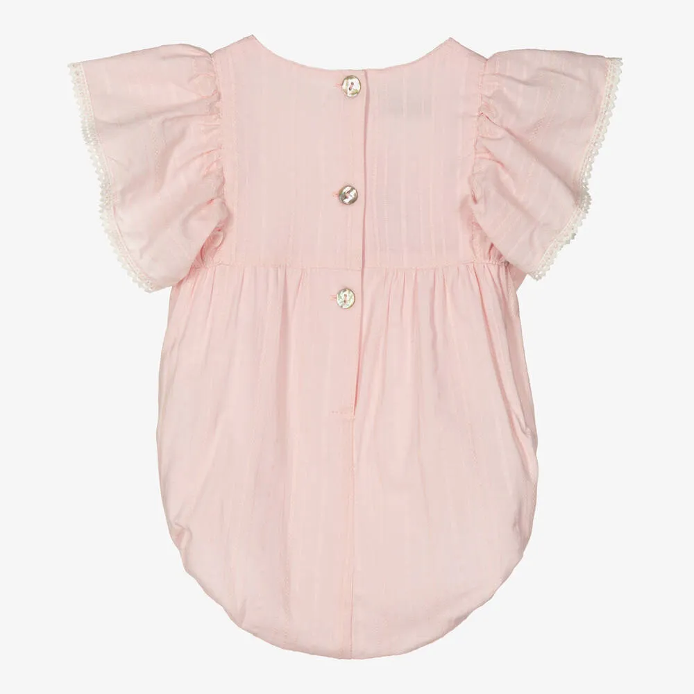 Baby Girls Pink Cotton Bow Shortie