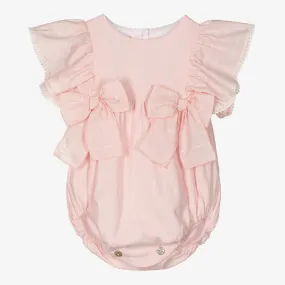 Baby Girls Pink Cotton Bow Shortie