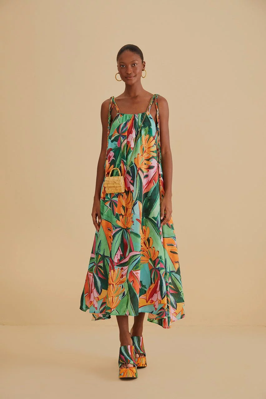 Banana Foliage Multicolor Sleeveless Midi Dress {Farm Rio}