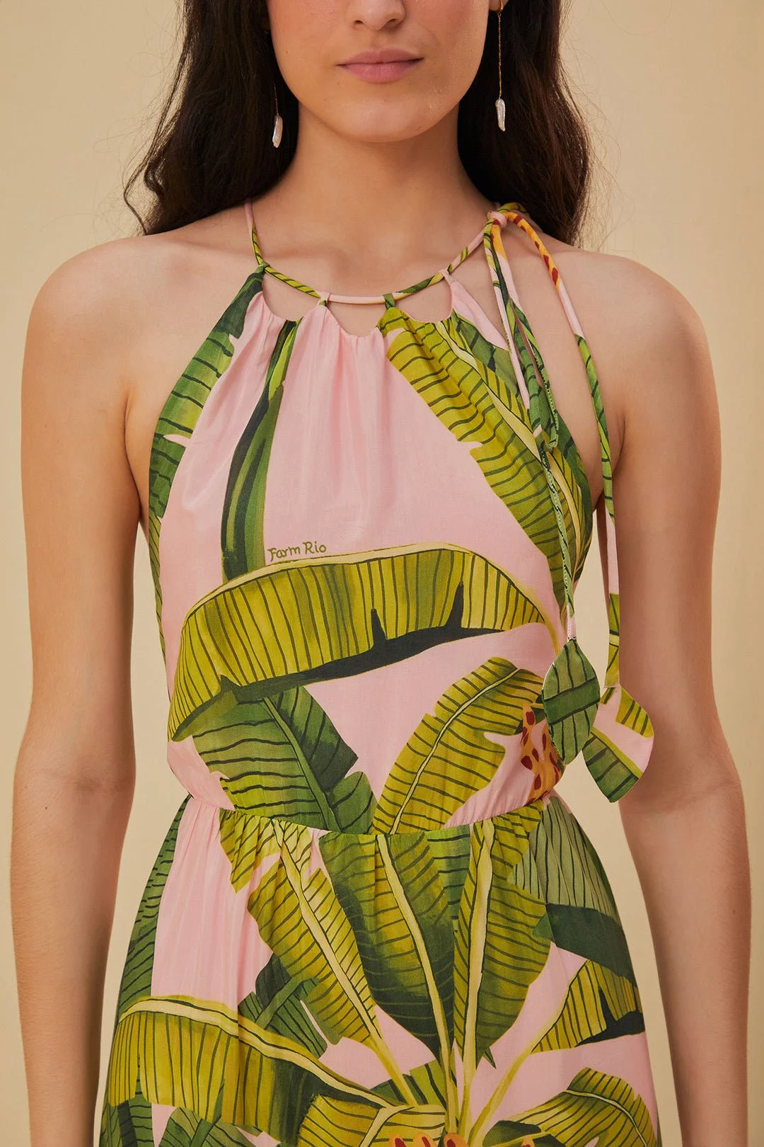 Banana Leaves Pink Sleeveless Maxi Dress {Farm Rio}