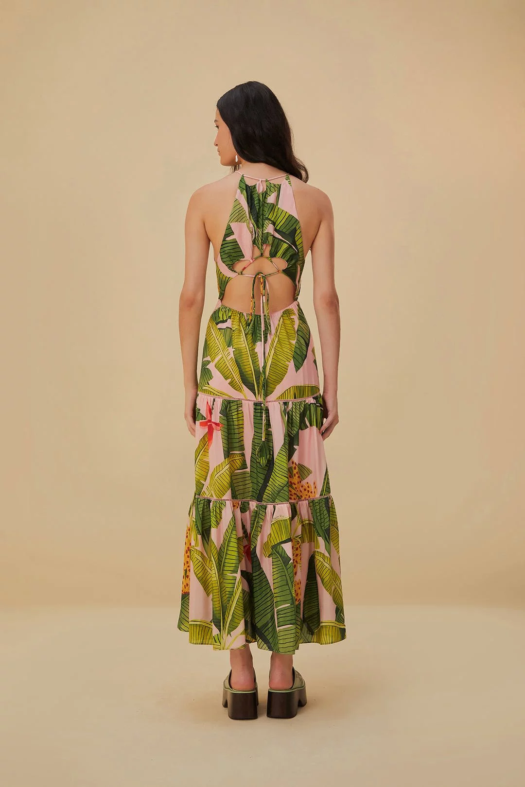 Banana Leaves Pink Sleeveless Maxi Dress {Farm Rio}