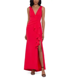 Betsy & Adam Womens Ruffle Gown Dress