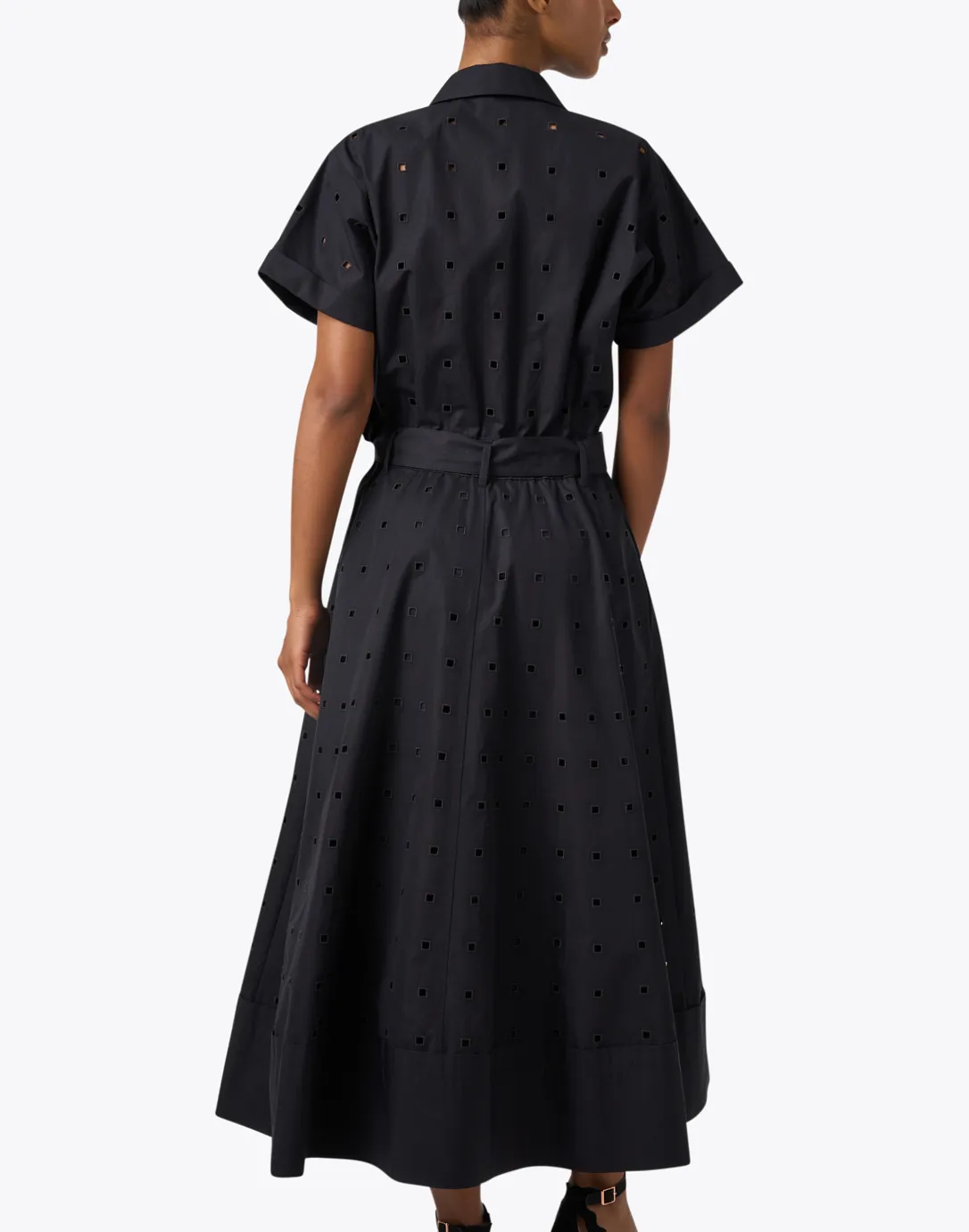 Black Eyelet Cotton Shirt Dress