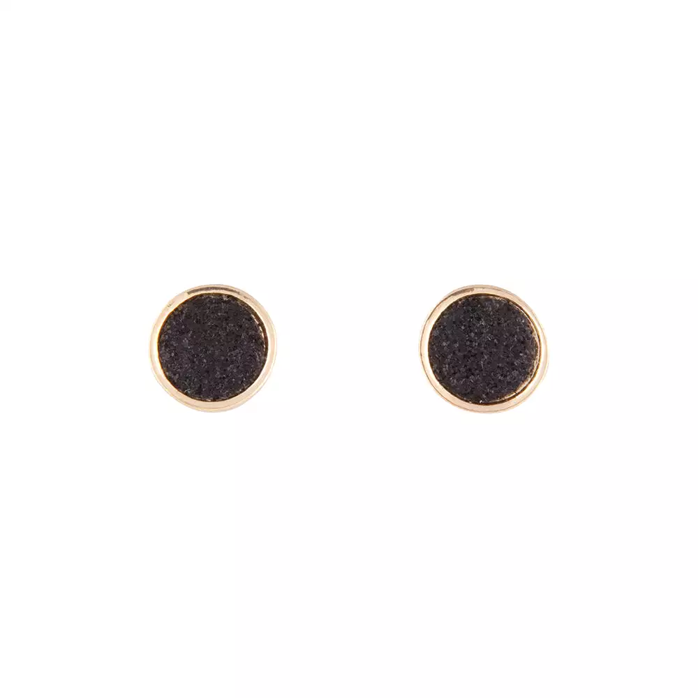 Black Gold Mini Round Glitter Stud Earrings