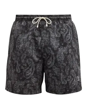 Black Paisley Swim Short