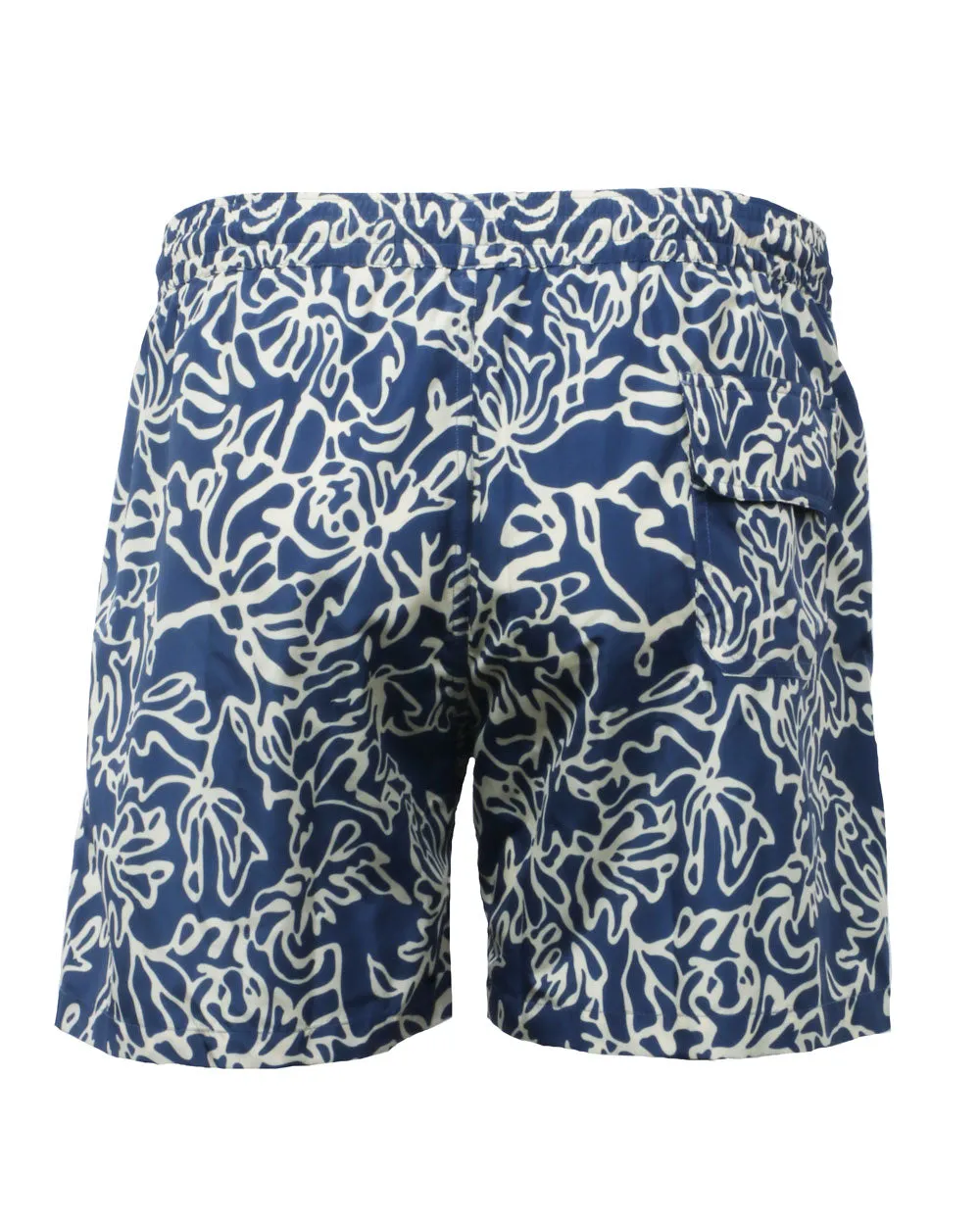 Blue and Cream Floral Swim Short