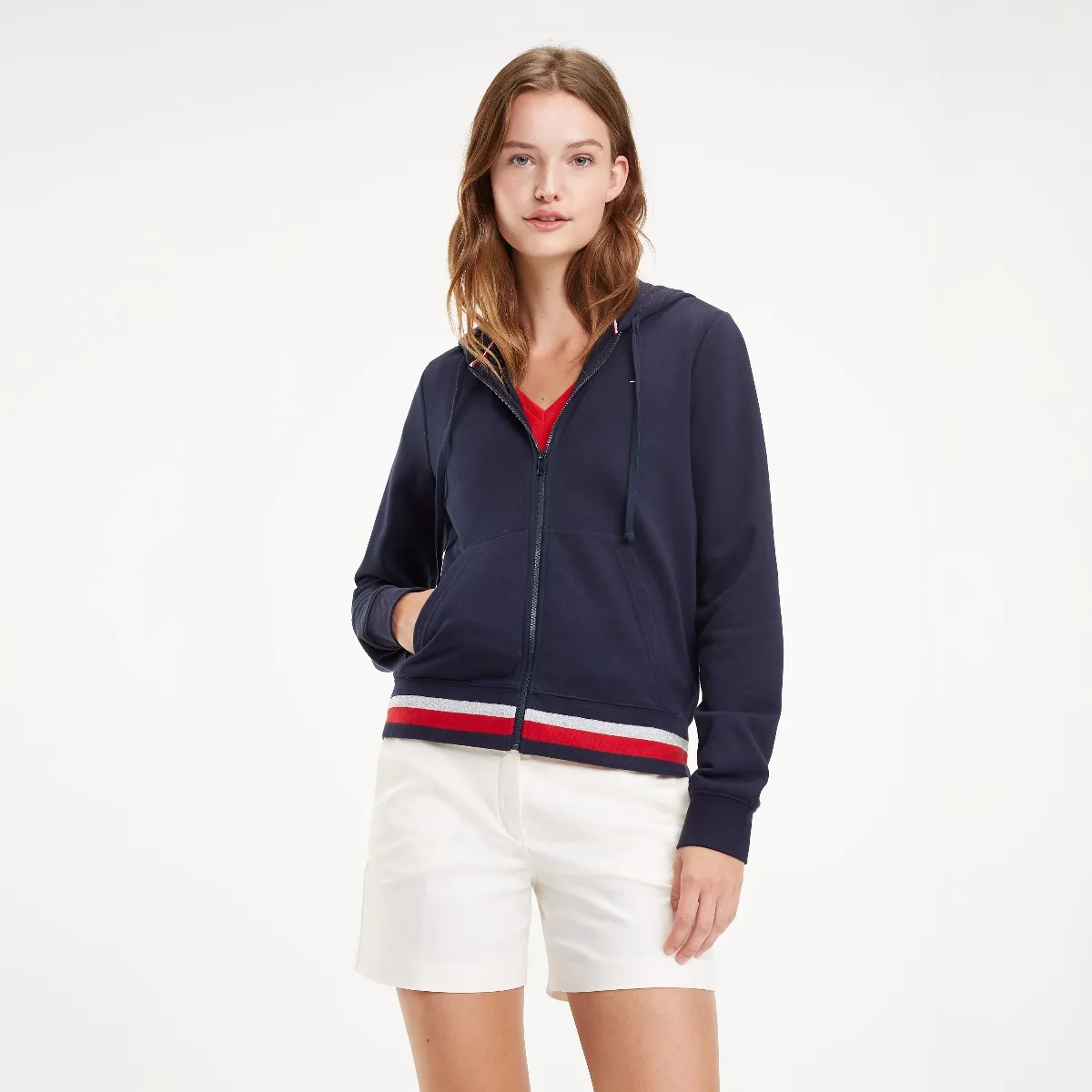 Blue Colour-Blocked Hem Drawstring Hoody | Sweatshirts & Hoodies | Tommy Hilfiger