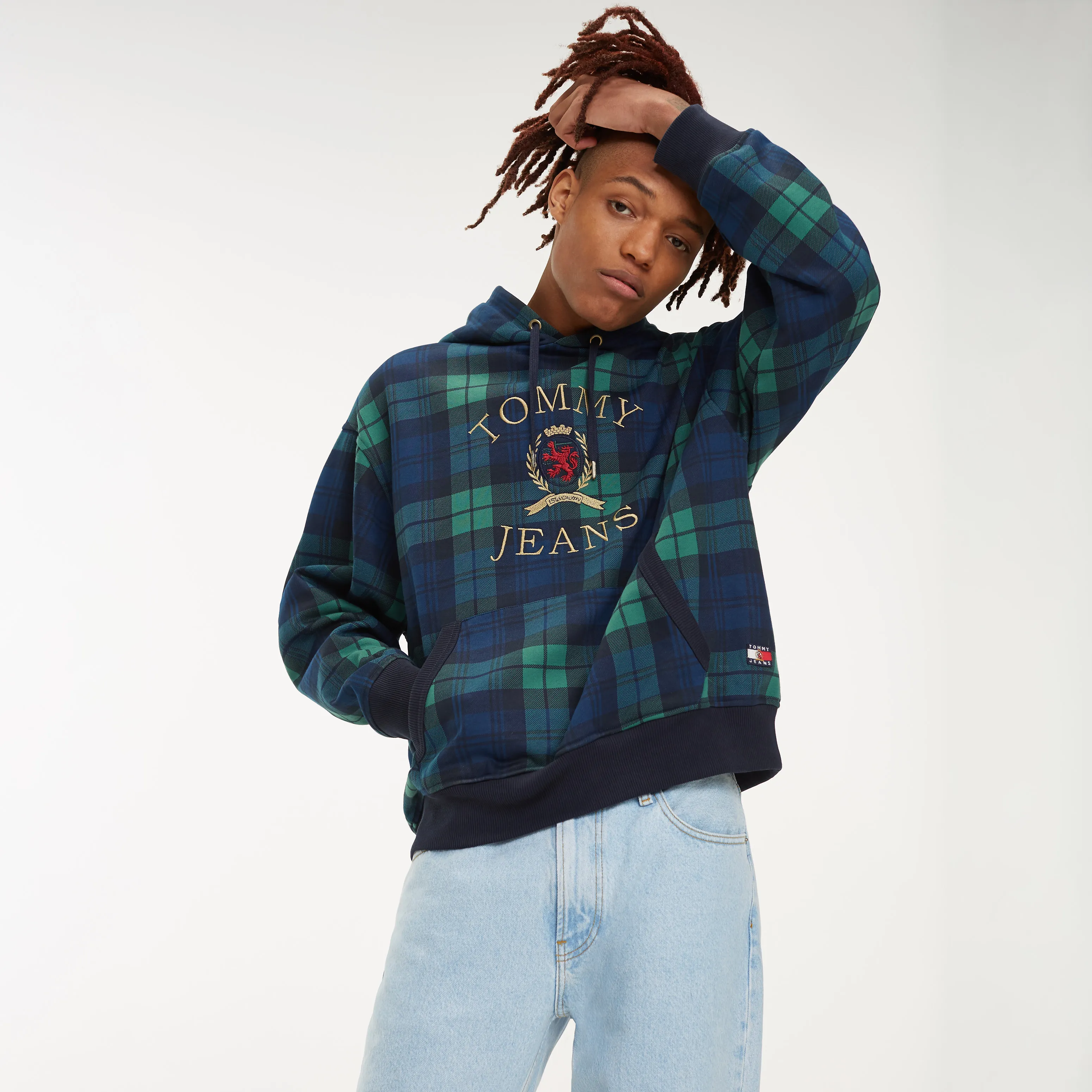 Blue Plaid Crest Logo Hoody | Sweatshirts & Hoodies | Tommy Hilfiger