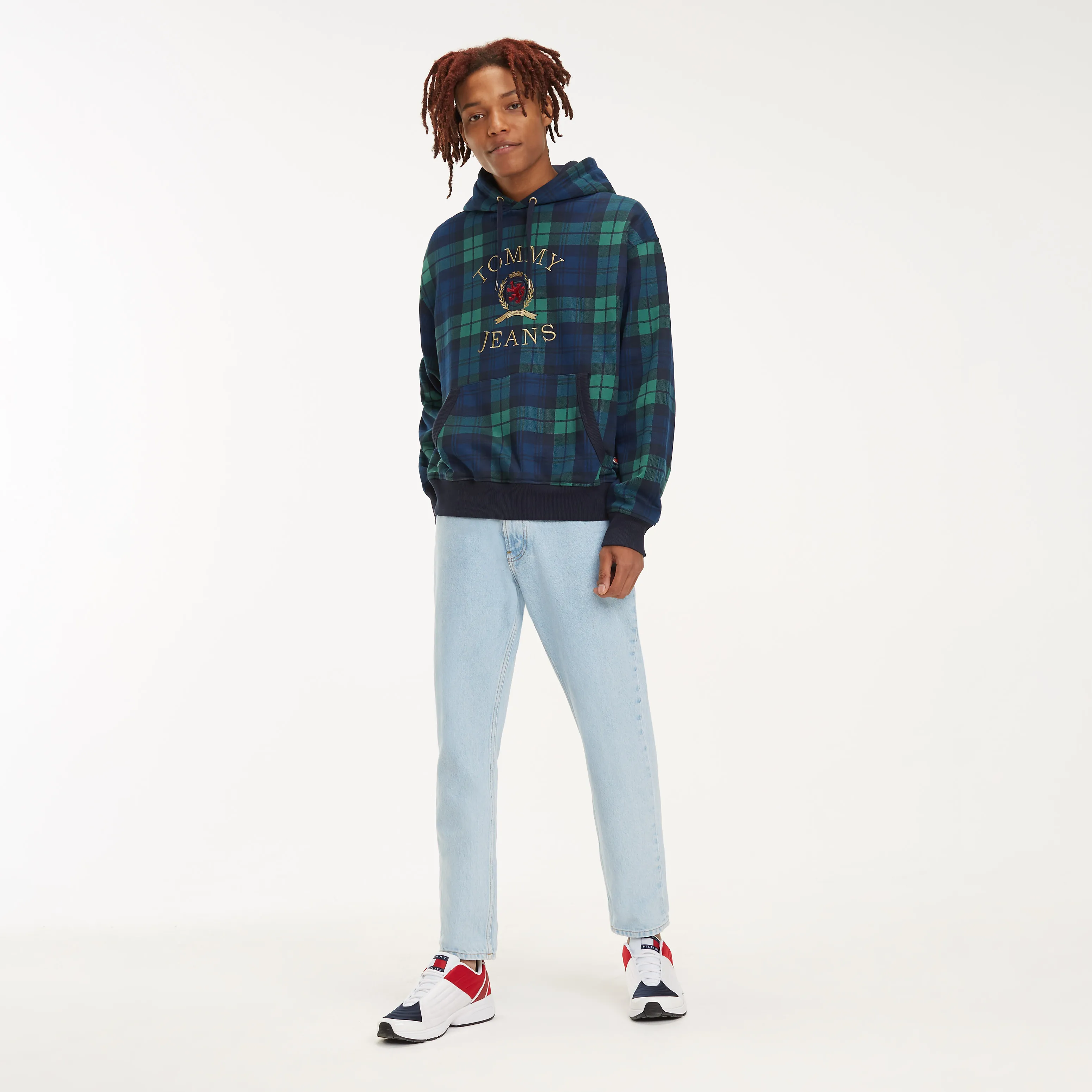 Blue Plaid Crest Logo Hoody | Sweatshirts & Hoodies | Tommy Hilfiger