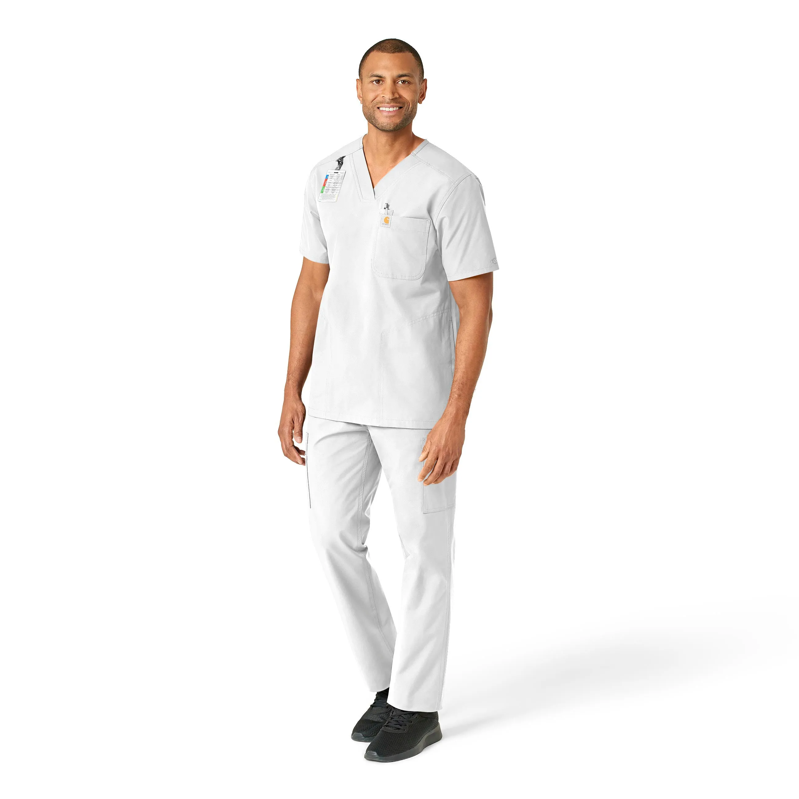 Carhartt Force Essentials Men's V-Neck Shirttail Scrub Top - White