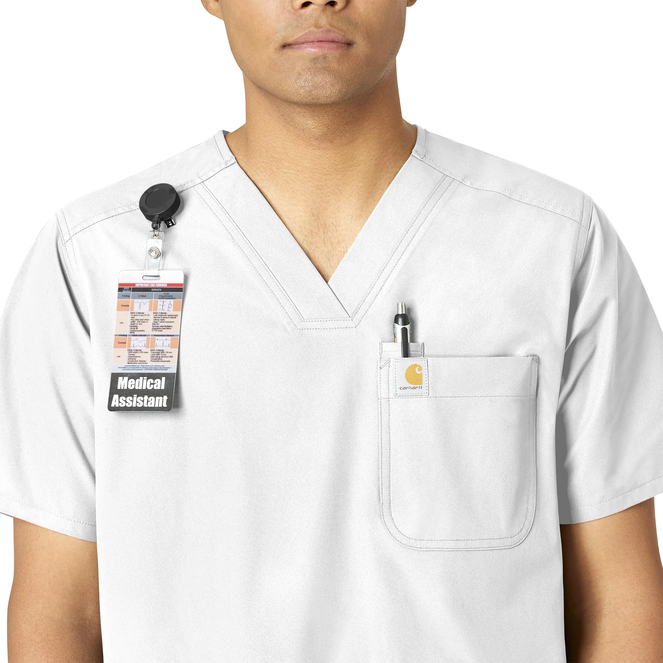 Carhartt Force Essentials Men's V-Neck Shirttail Scrub Top - White