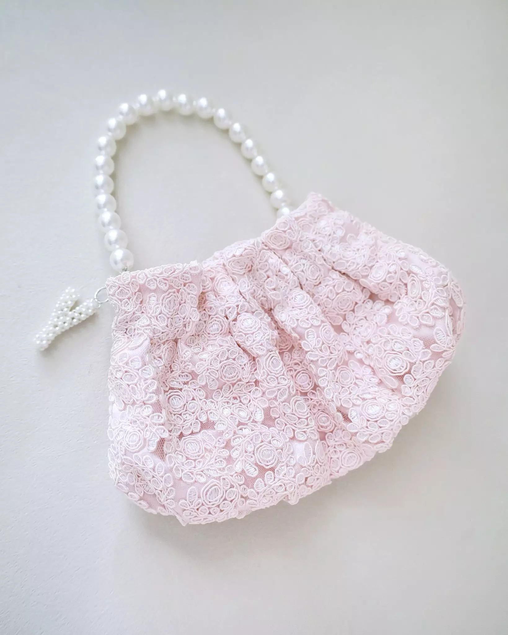 Cleo Pearl Lace Mini Pouch with Pearl Initial