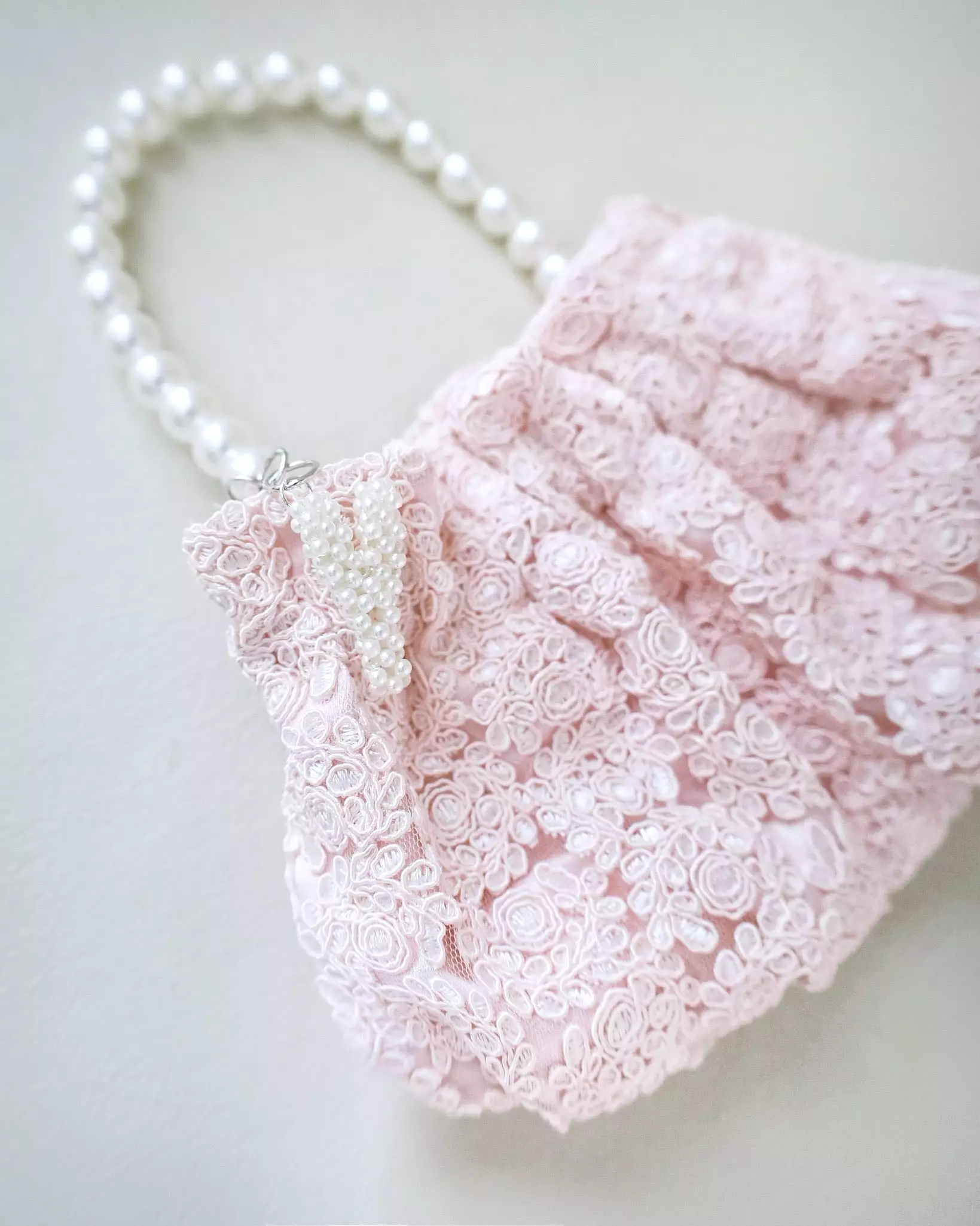 Cleo Pearl Lace Mini Pouch with Pearl Initial