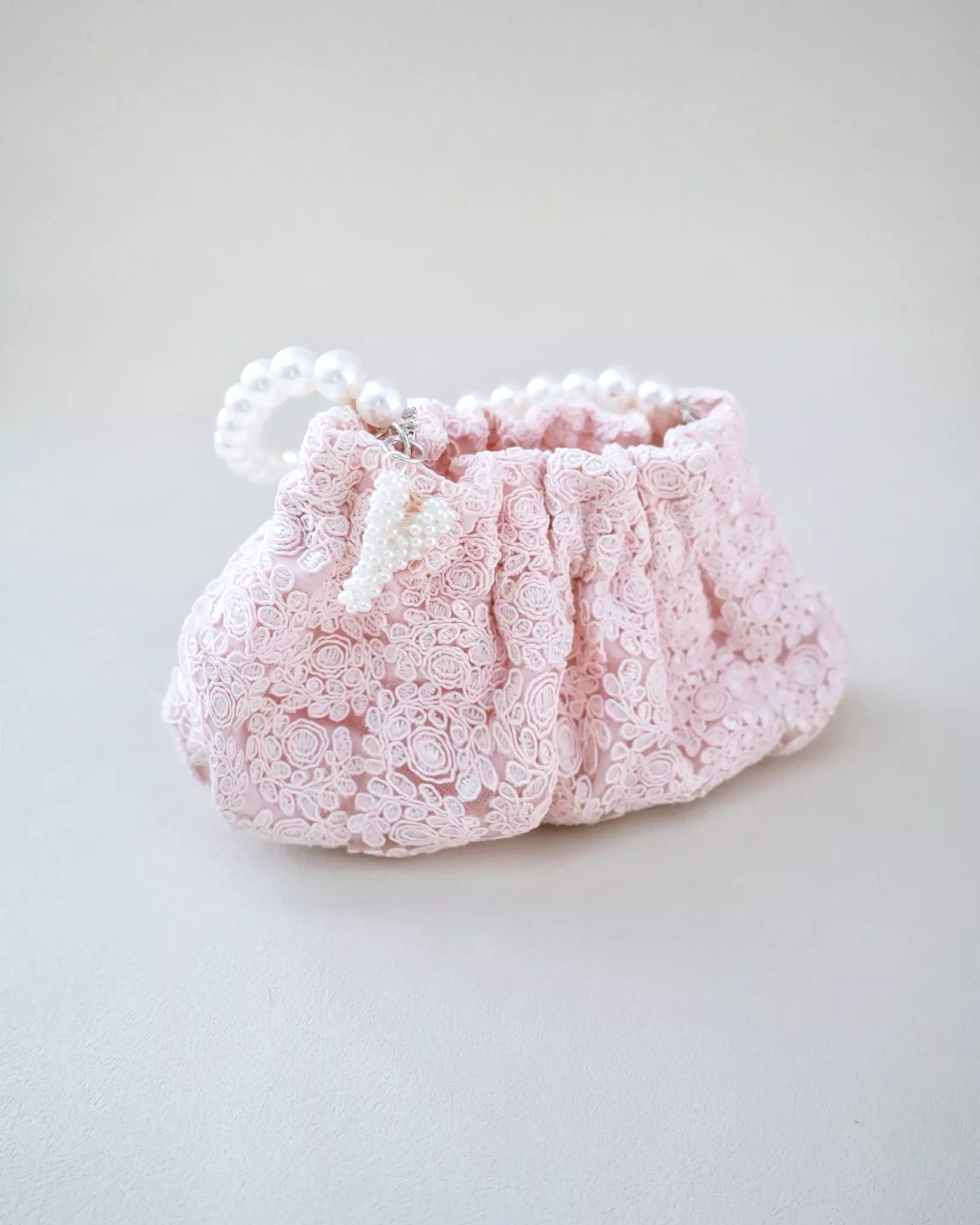 Cleo Pearl Lace Mini Pouch with Pearl Initial