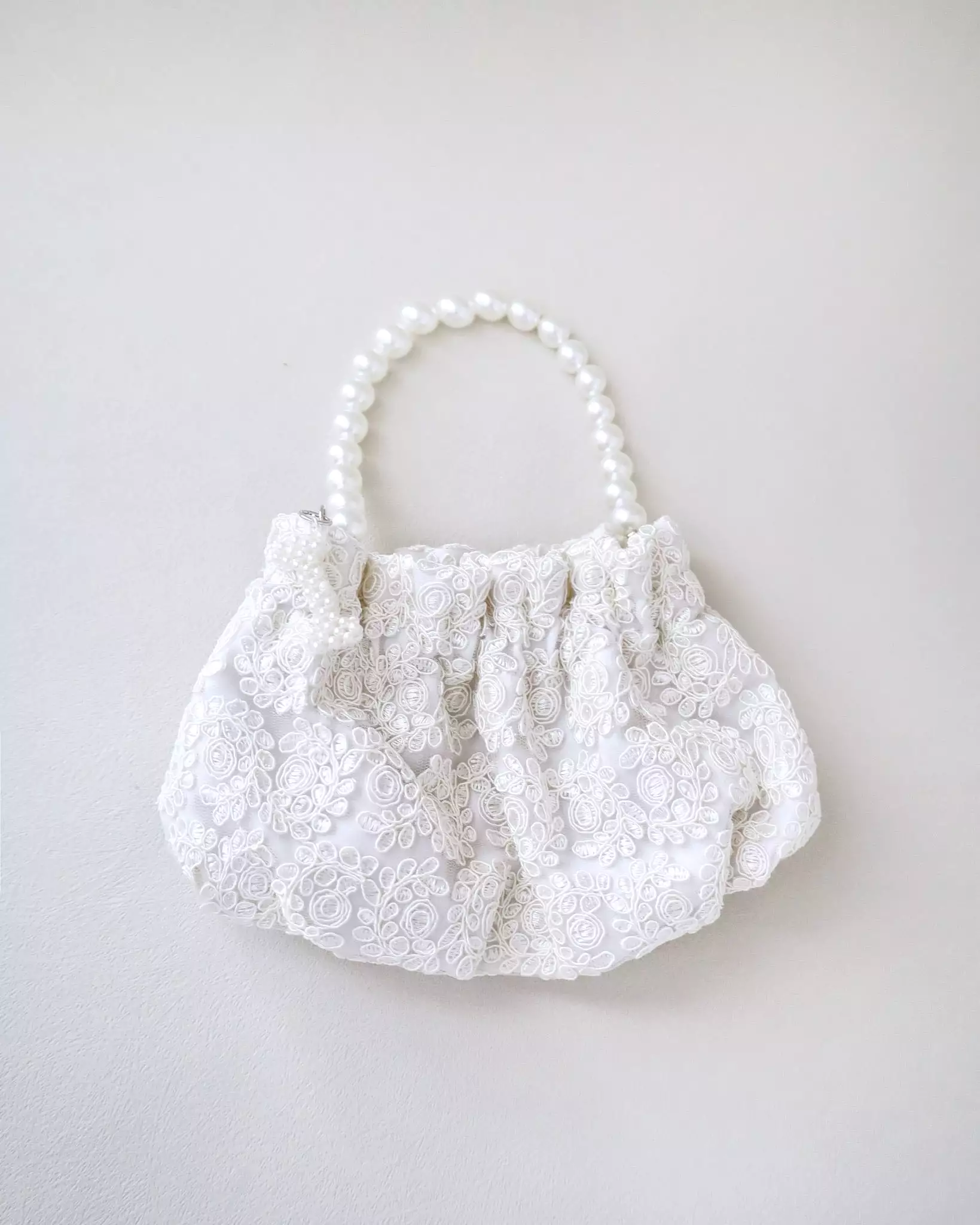 Cleo Pearl Lace Mini Pouch with Pearl Initial