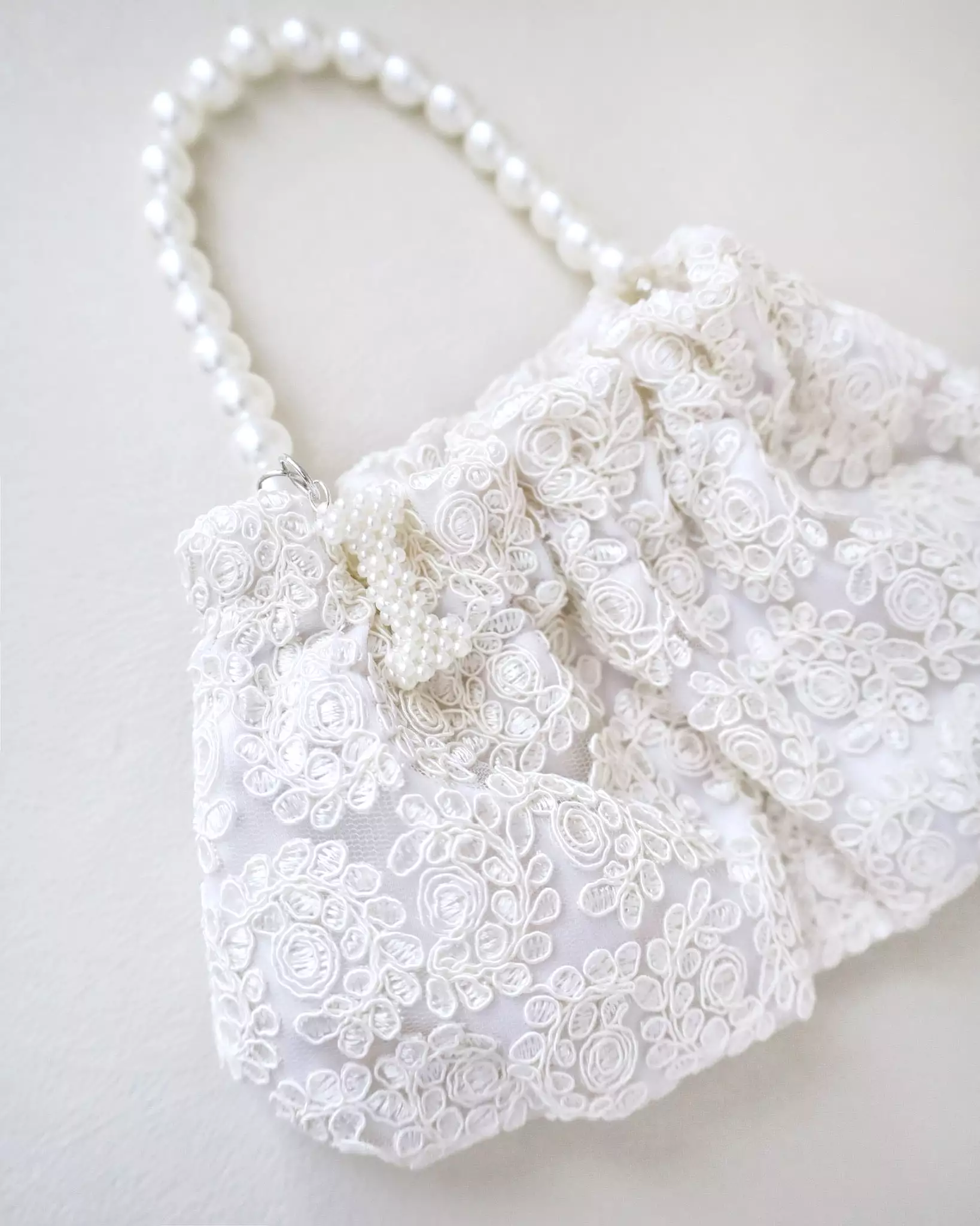 Cleo Pearl Lace Mini Pouch with Pearl Initial