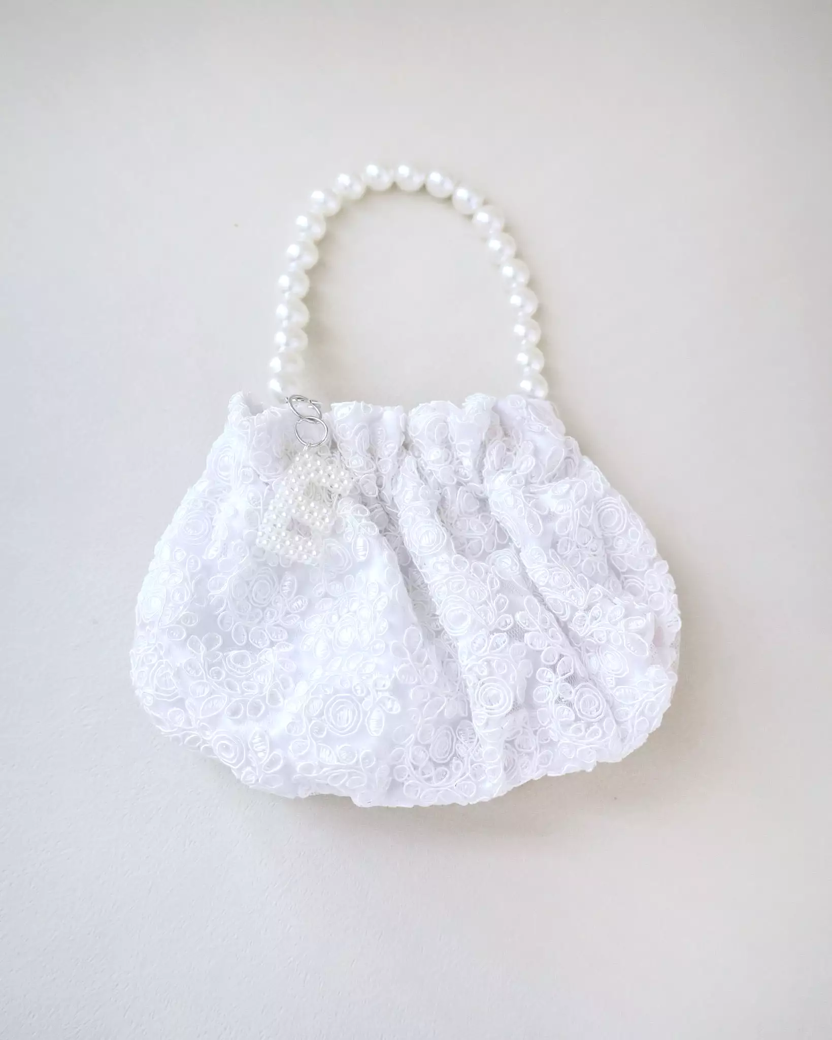 Cleo Pearl Lace Mini Pouch with Pearl Initial