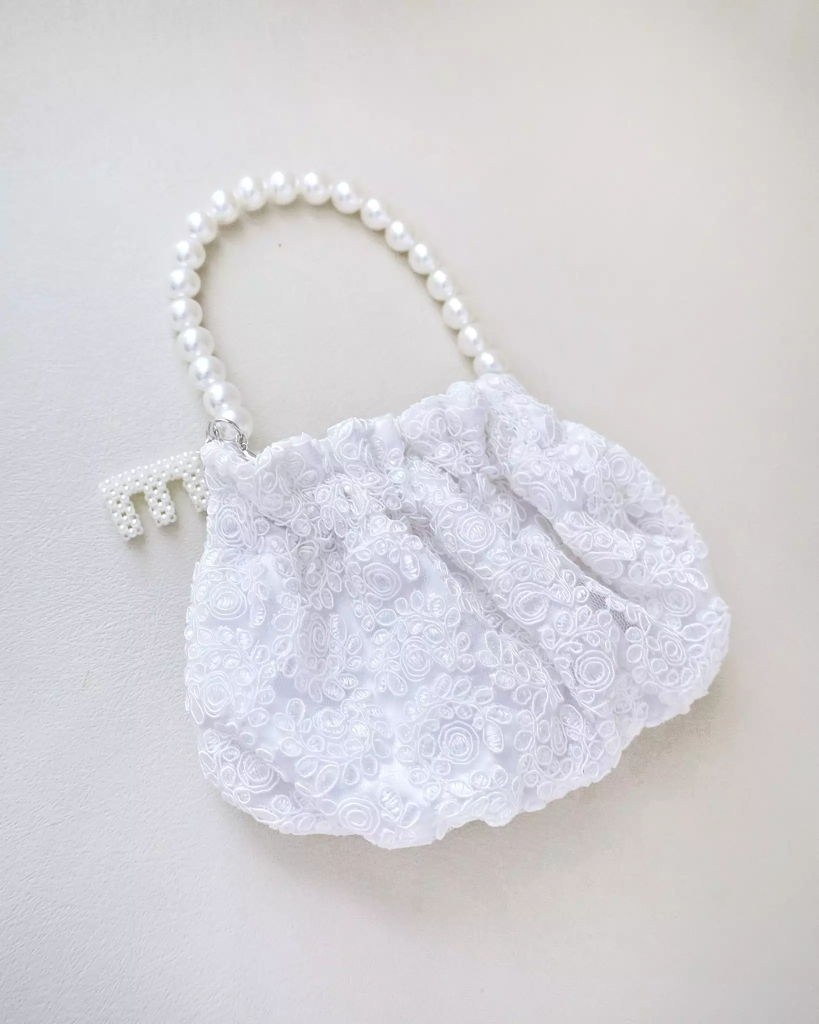 Cleo Pearl Lace Mini Pouch with Pearl Initial