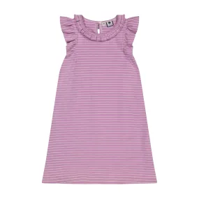 Colette Ruffle Dress Lavendar Stripe