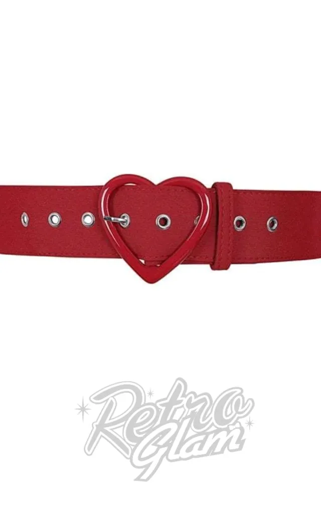 Collectif Adore Heart Belt in Black or Red