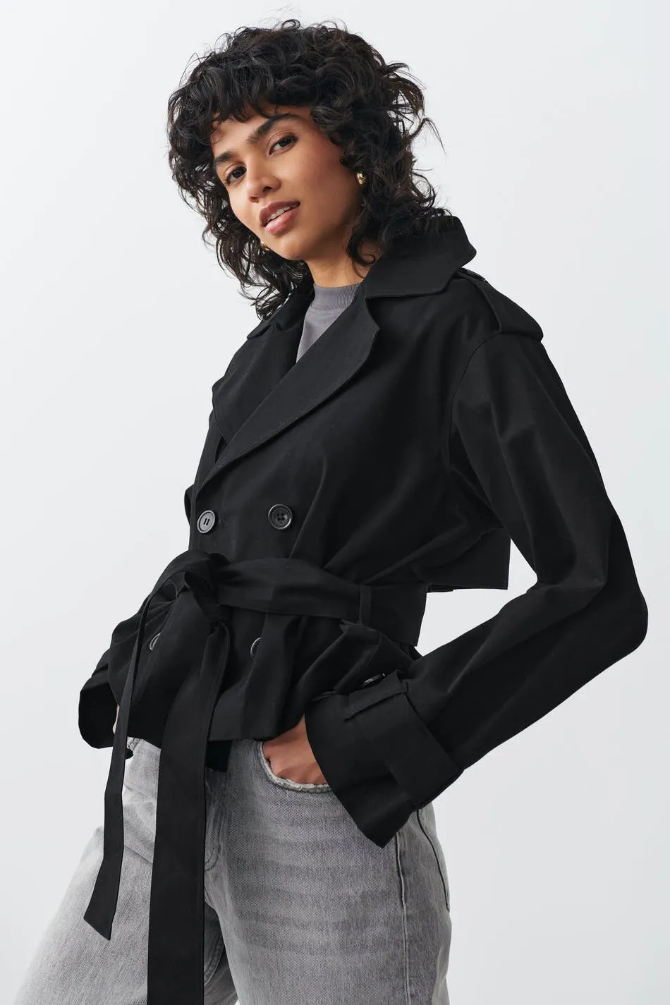 Cropped trench coat