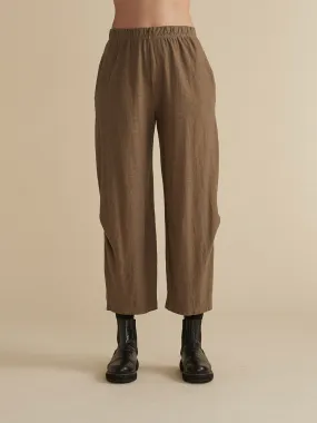 Cut Loose Linen Cotton Jersey Tuck Pant with Pockets