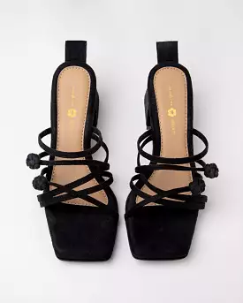 Double Chinese Knot Heels (Black Suede)