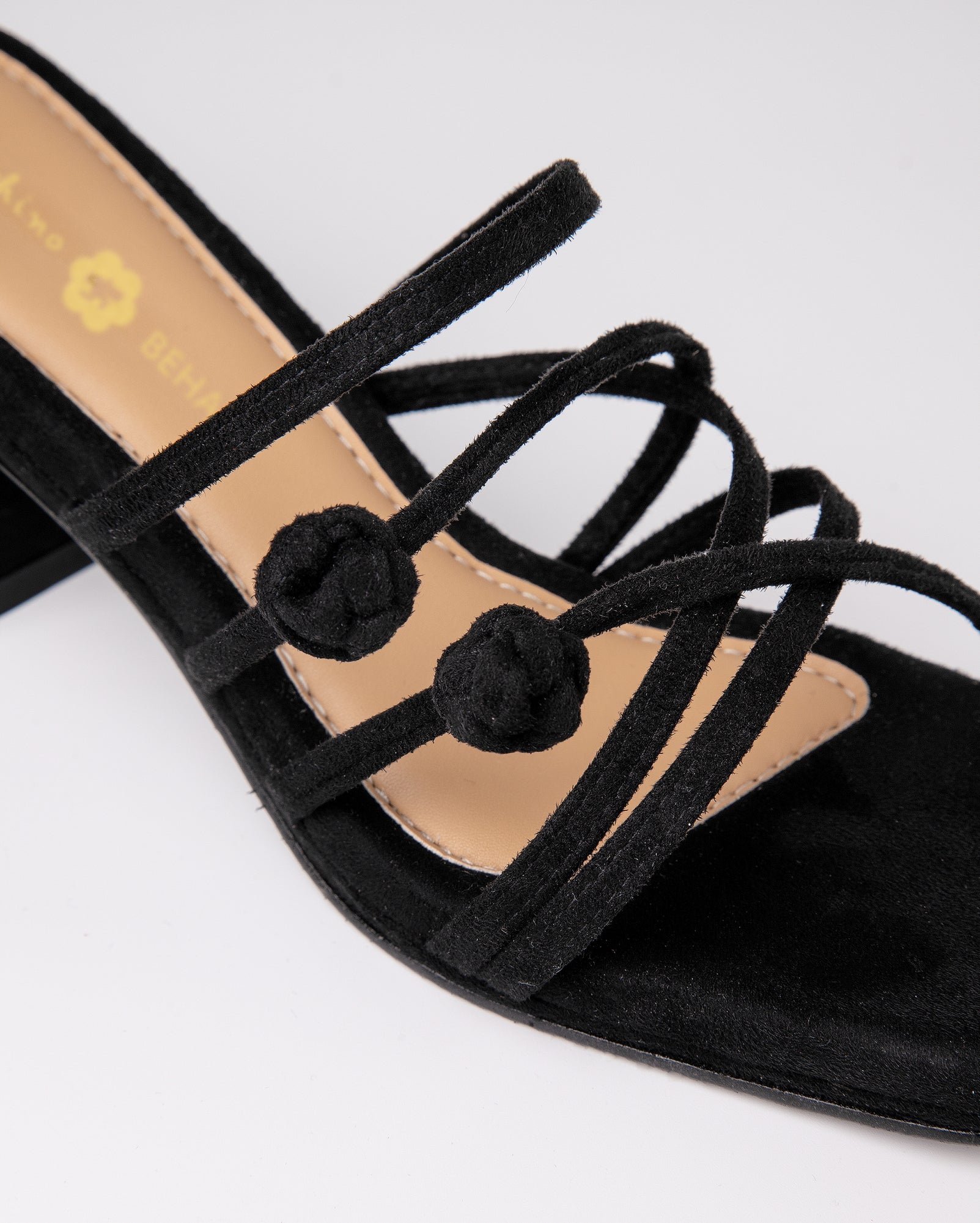 Double Chinese Knot Heels (Black Suede)