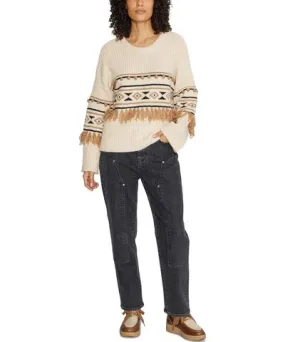 Driftwood Women's Tasseled Geo-Print Dropped-Shoulder Sweater