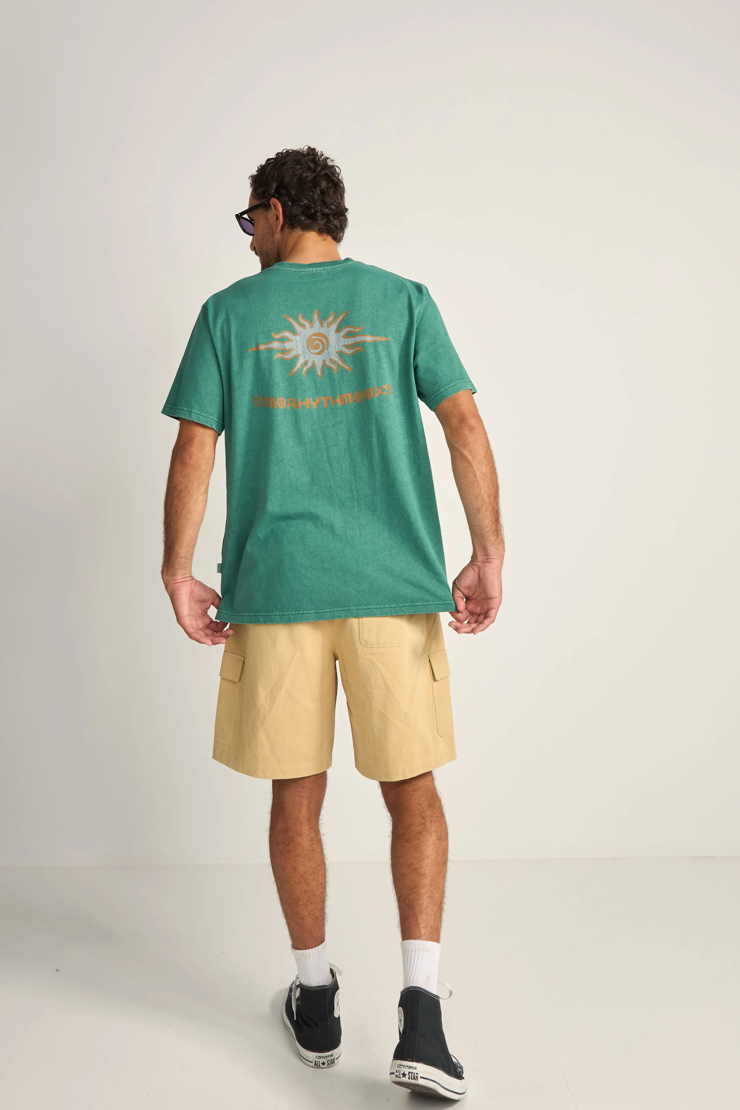 Flame Printed Vintage Ss T Shirt Green