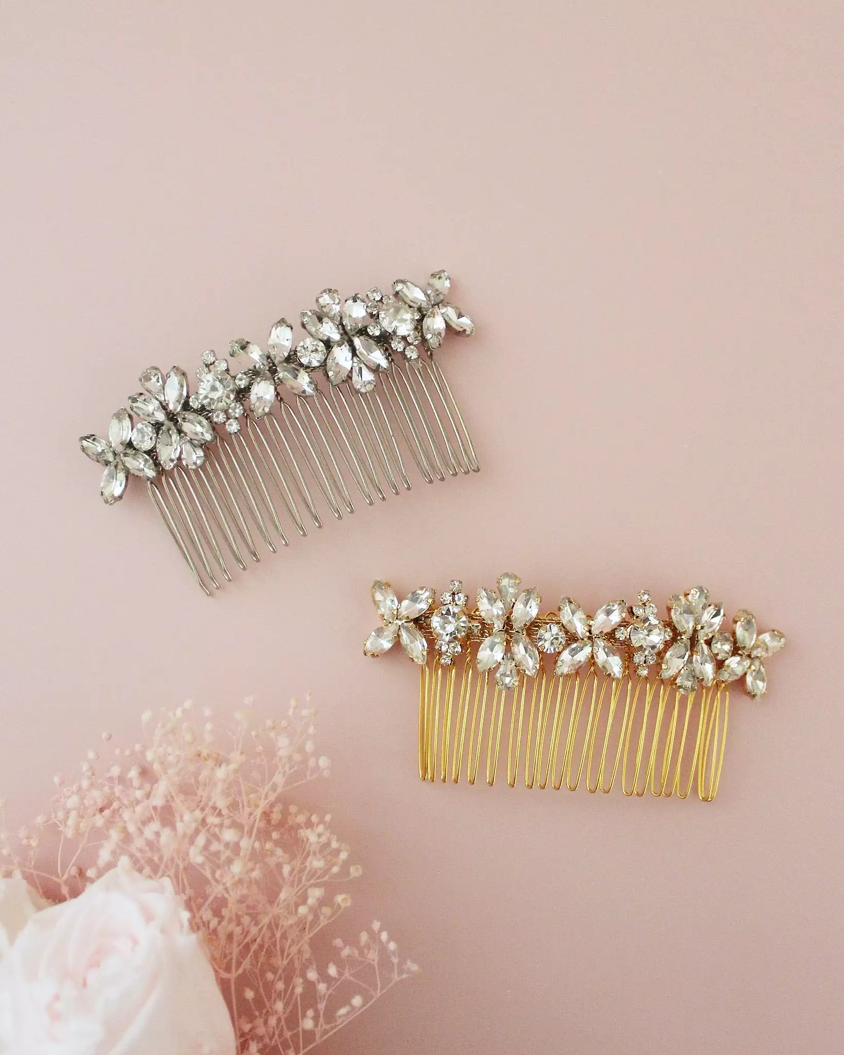 Floral Rhinestones Hair Comb