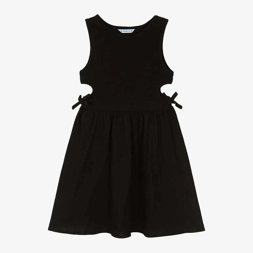 Girls Black Cotton Dress