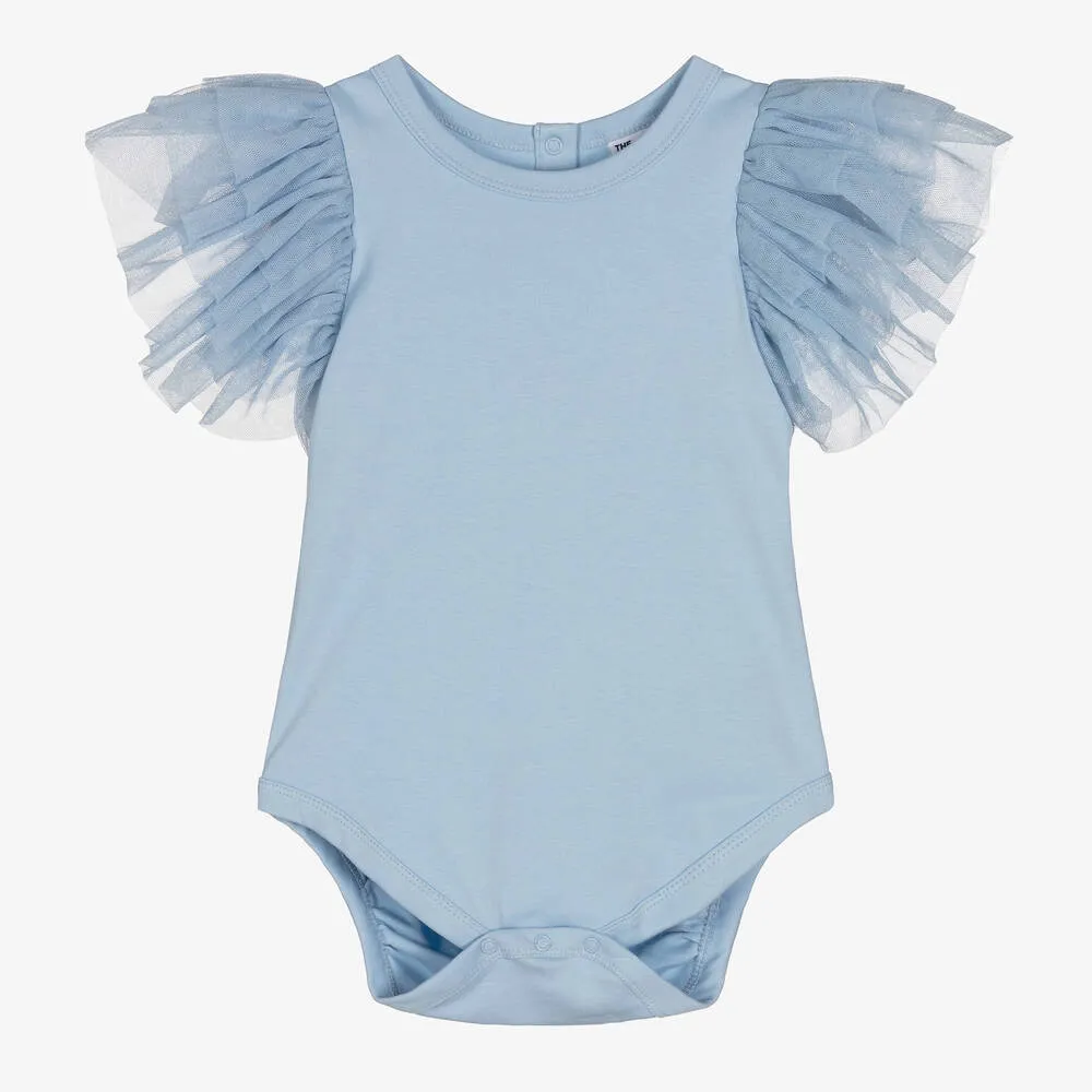 Girls Blue Organic Cotton Bodysuit