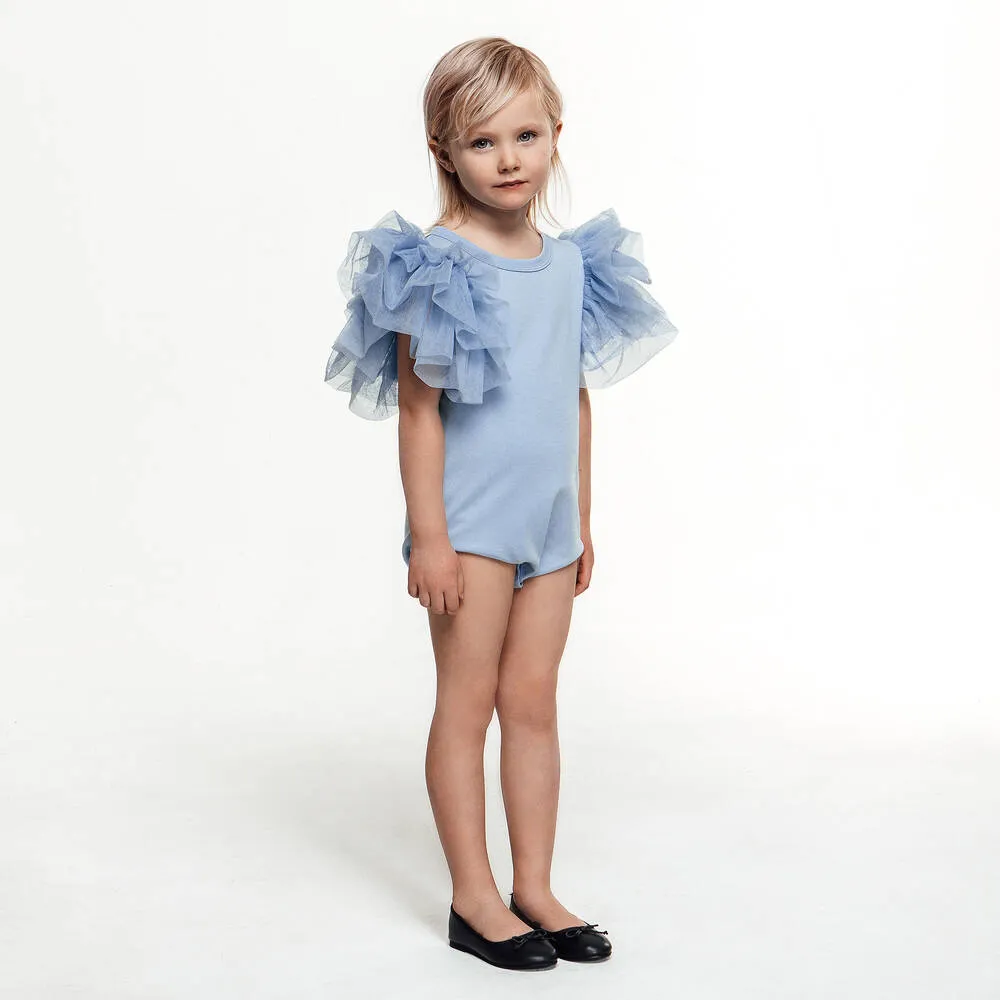 Girls Blue Organic Cotton Bodysuit