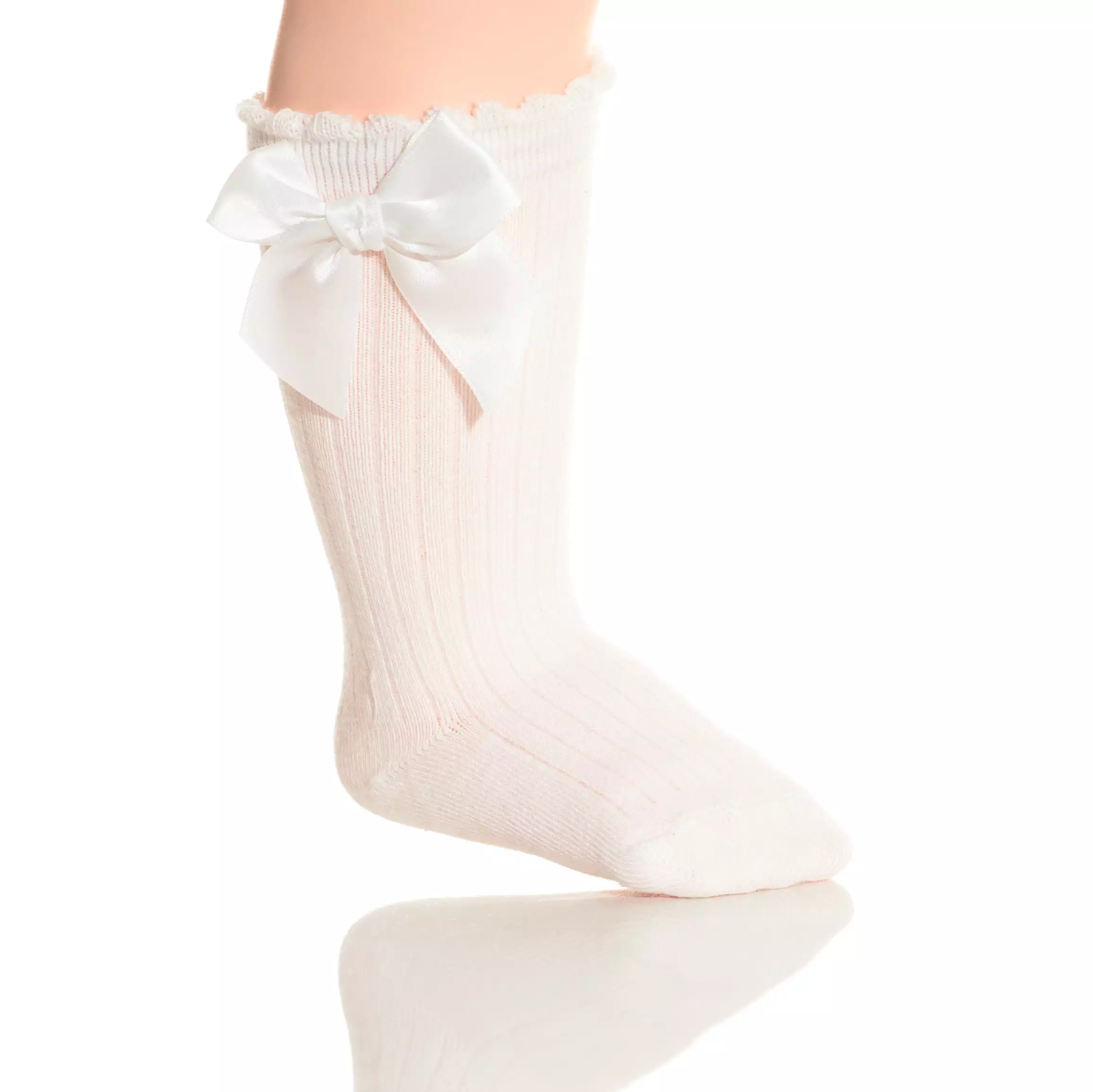 Girls Cotton Bow Knee Socks