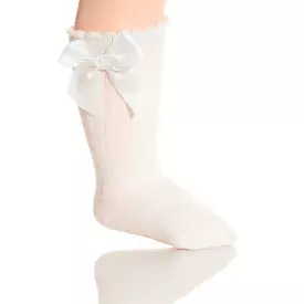 Girls Cotton Bow Knee Socks