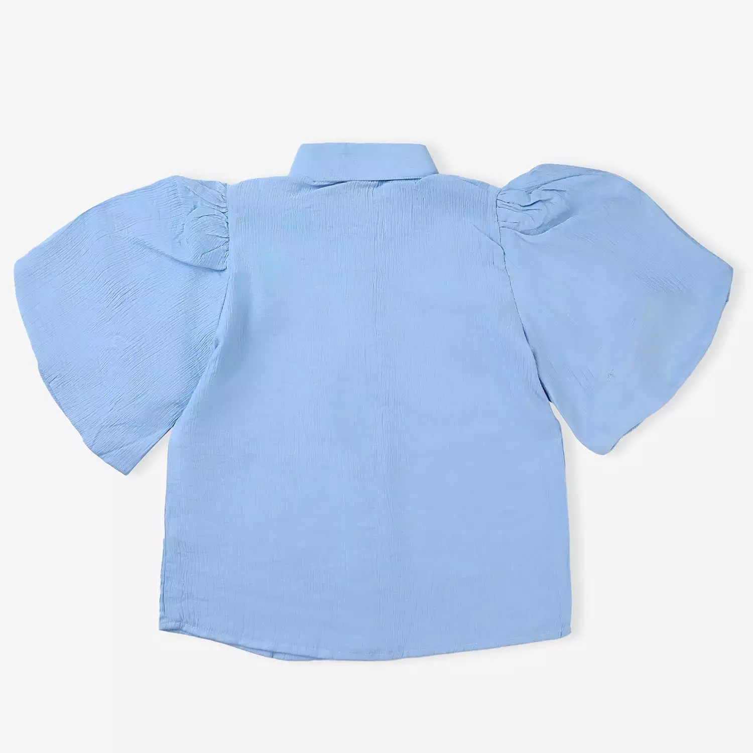 Girls Cotton Casual Crushed Top-Blue