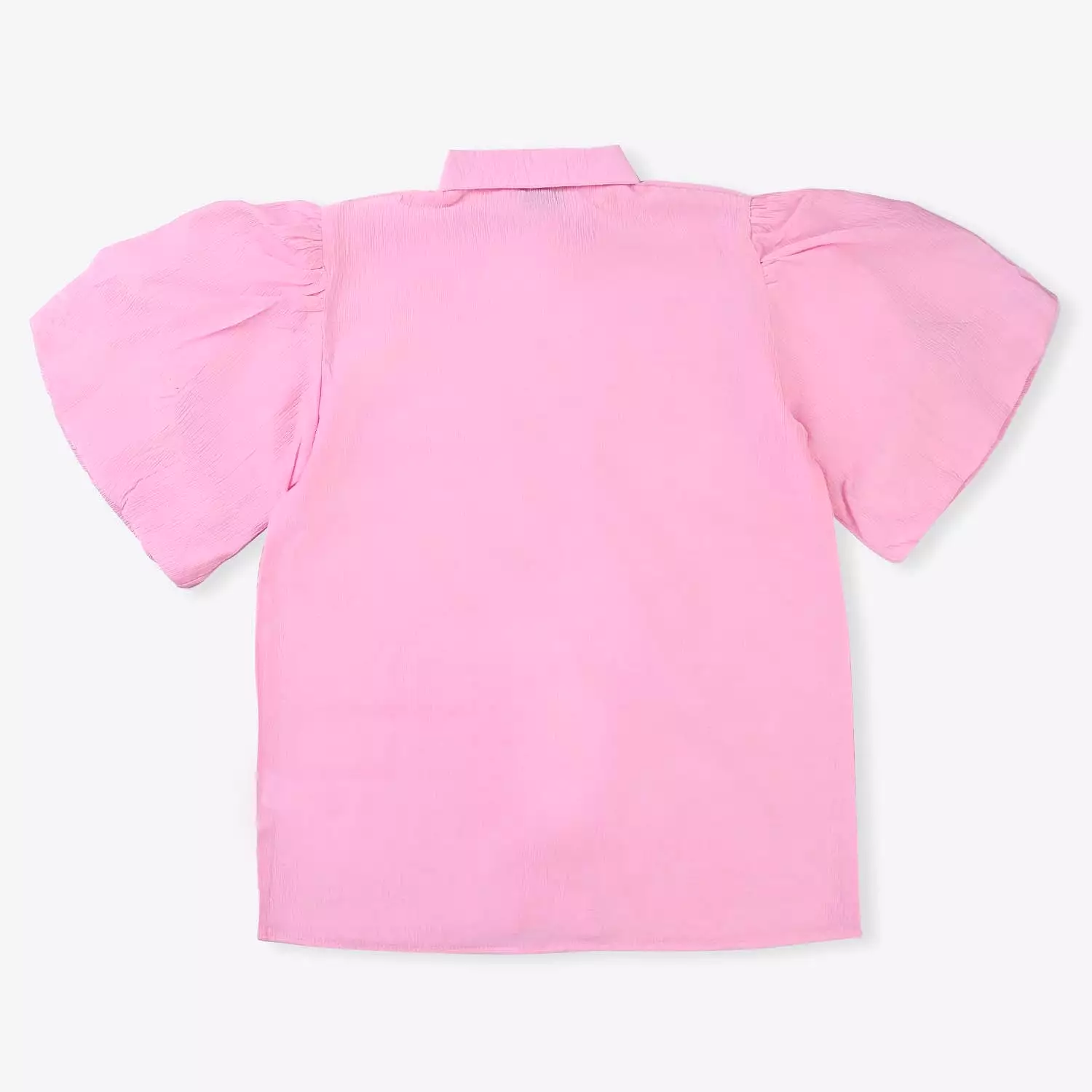 Girls Cotton Casual Crushed Top-Pink