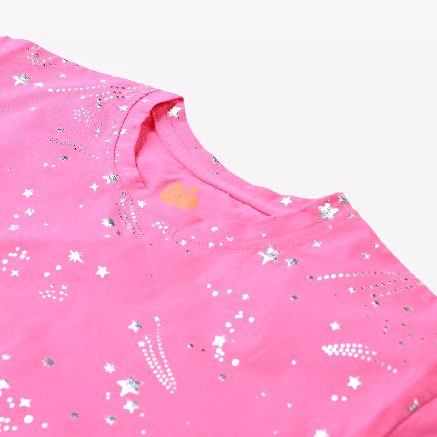 Girls Cotton Jersey T-Shirt H/S Stars-Pink