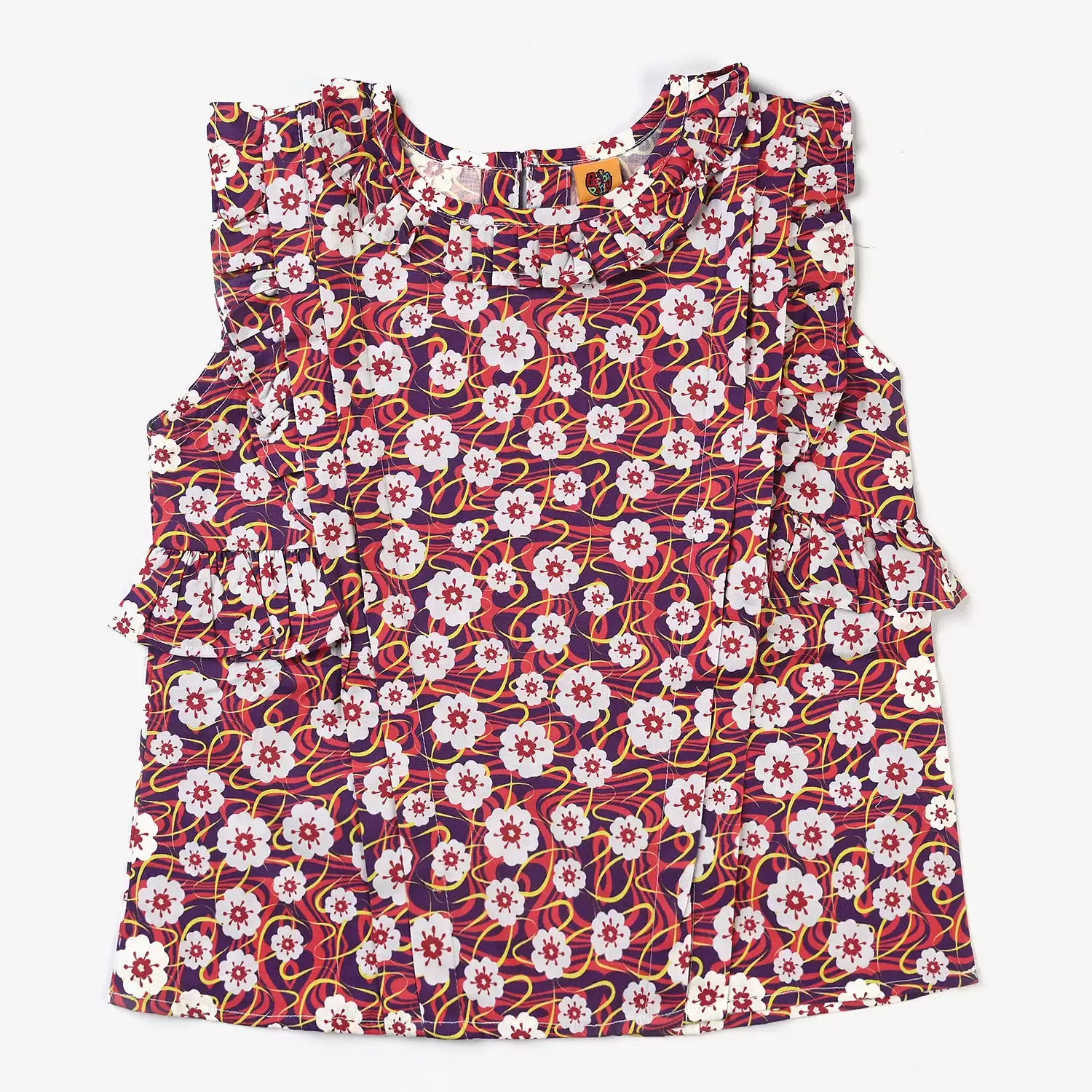 Girls Cotton Poplin Casual Top Nature-Multi