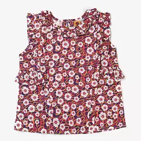 Girls Cotton Poplin Casual Top Nature-Multi