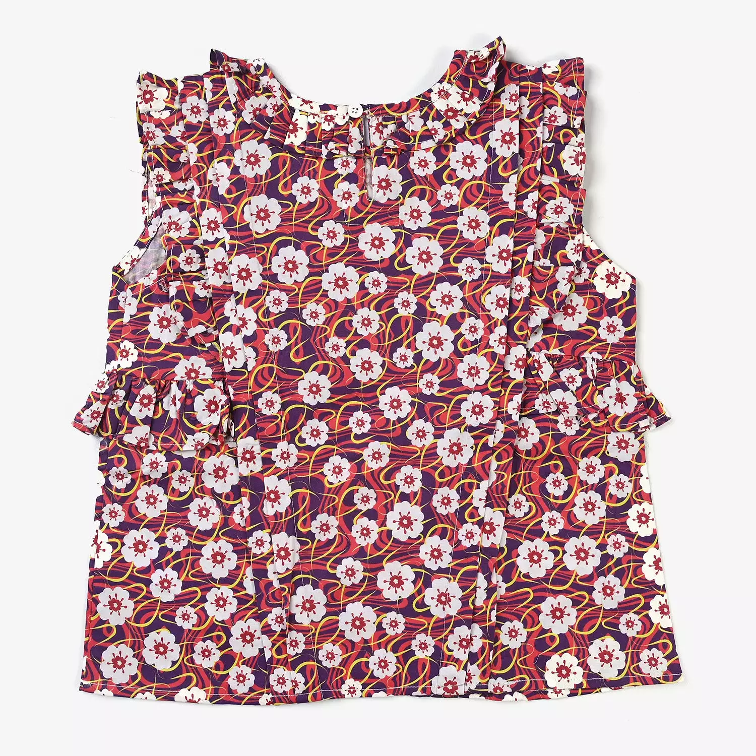 Girls Cotton Poplin Casual Top Nature-Multi