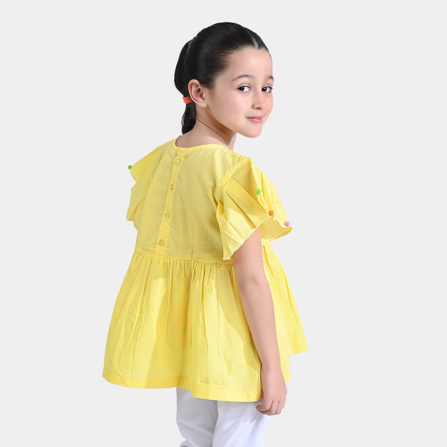 Girls Cotton Slub EMB Top Blazing Florals-B.Yellow